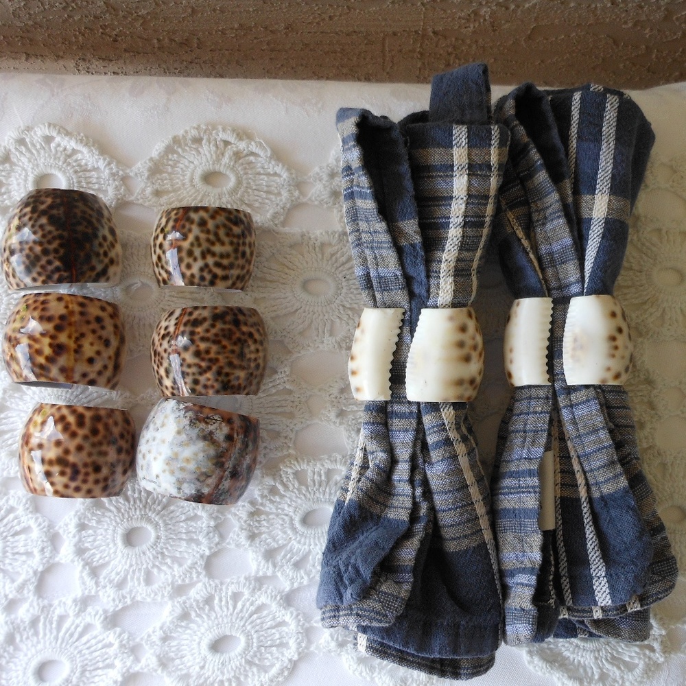Cowrie Shell Napkin Rings Beachy Boho Table - Picture 7 of 8